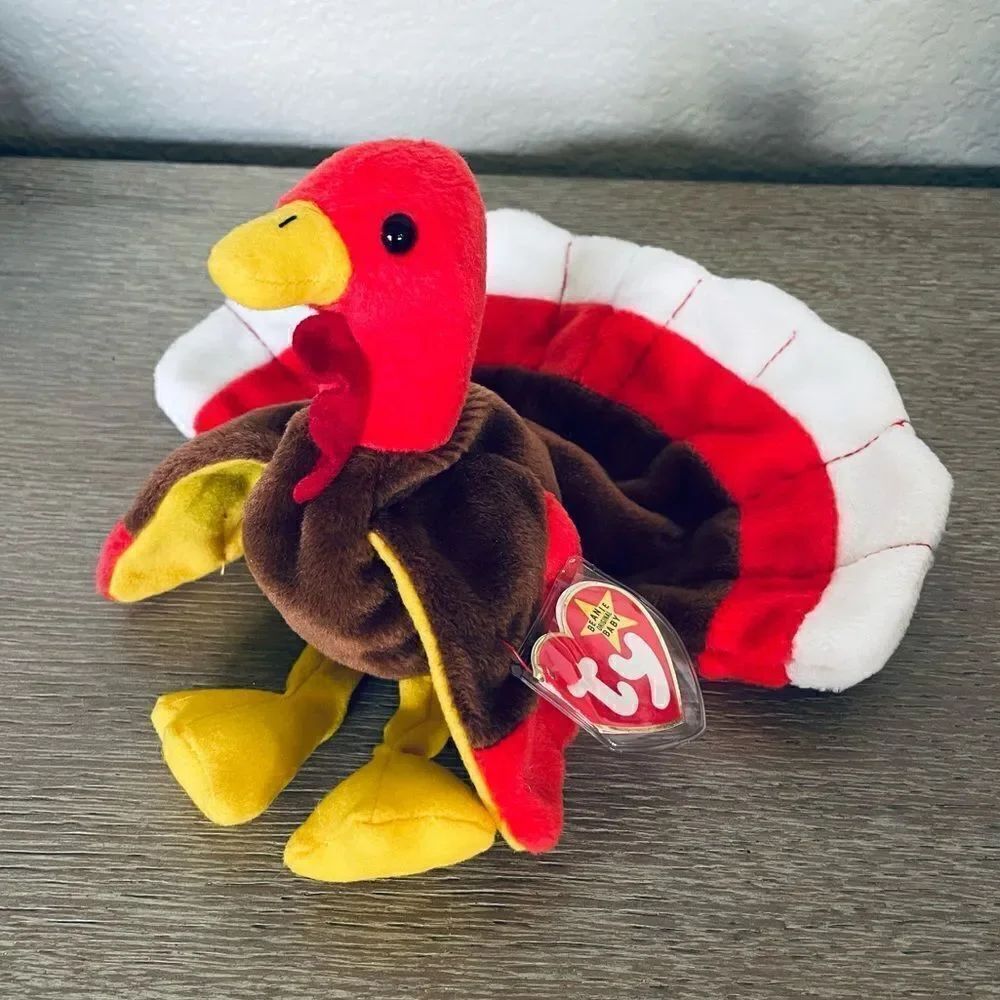 TY Beanie Baby Gobbles Thanksgiving Fall Turkey Plush
